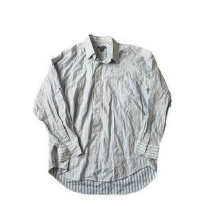 Johnston & Murphy White Paisley Button Down Shirt Mens XL Geometric Stripe